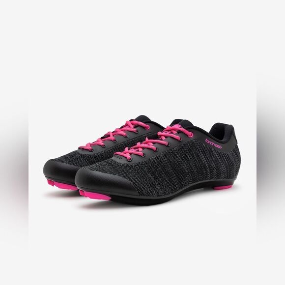 Tommaso Pista Aria Knit cycling shoes Size 8 in Black /pink NWT and in box - Picture 1 of 15
